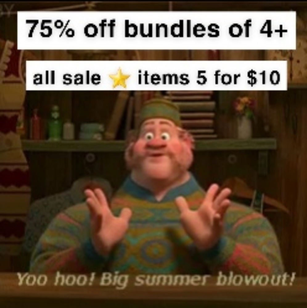 75% off bundles of 4+, sale items are 5 fo…